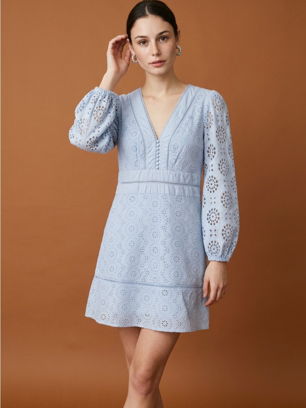 Banana Republic Eyelet Puff-Sleeve Mini Dress